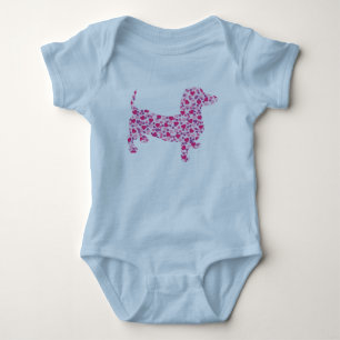 Dachshund aus kleinen rosa Herzen Baby Strampler