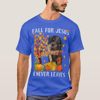 Dachshund Autumn Fall For Jesus He Never Leaves  T-Shirt