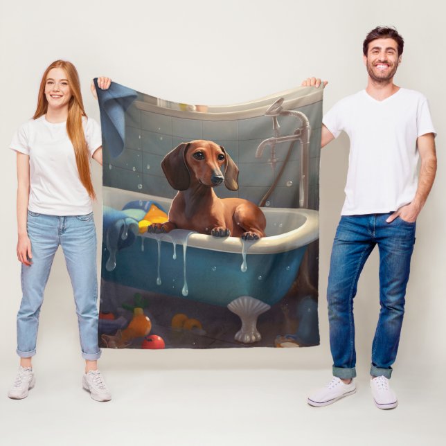 Dachshund Badezeit Spaß  Fleecedecke (Beispiel)