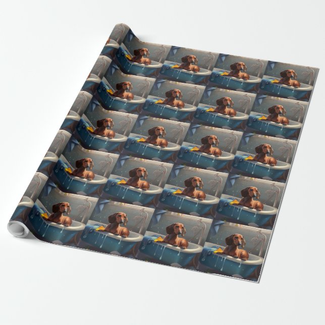 Dachshund Badezeit Spaß  Geschenkpapier (Ungerollt)