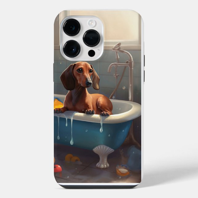 Dachshund Badezeit Spaß  iPhone Hülle (Rückseite)
