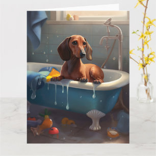 Dachshund Badezeit Spaß Karte