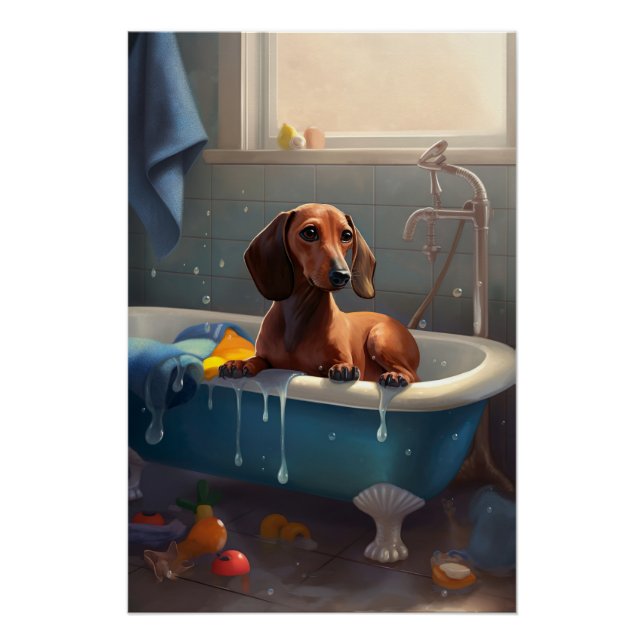Dachshund Badezeit Spaß  Poster (Vorderseite)