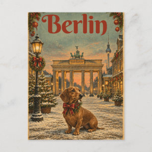 Dachshund Berlin Weihnachtspostkarte Postkarte