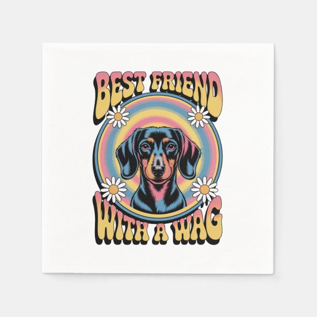 Dachshund Best Friend With A Wag Serviette (Vorderseite)