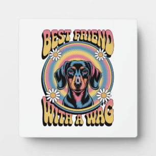 Dachshund Bester Freund Mit Einem Schwanzwedeln Fotoplatte