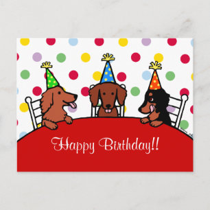 Dachshund Birthday Cartoon Postkarte