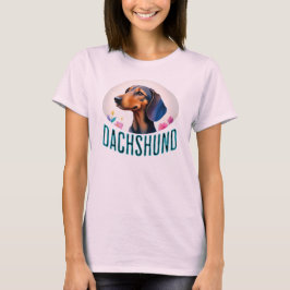Dachshund-Blumenporträt im Vintage-Retro-Stil für  T-Shirt