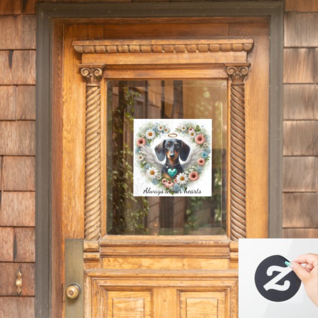 Dachshund Blumiges Herz Fensteraufkleber (Haustür)
