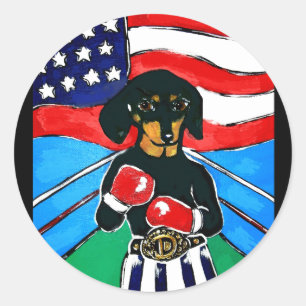 Dachshund Boxer Runder Aufkleber