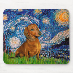 Dachshund (Braun1) - Sternennacht Mousepad