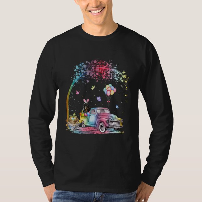 Dachshund Bunny Truck Easter Eggs Hunting Dog  Eas T-Shirt (Vorderseite)
