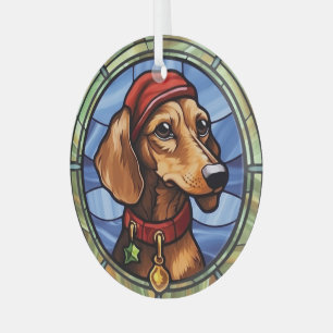 Dachshund Buntglas Weihnachten Ornament Aus Glas