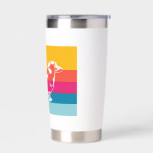 Dachshund by colorful stripes