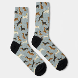 Dachshund Cartoon-Muster Socken