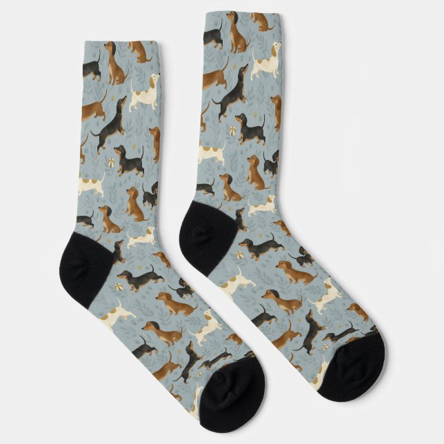 Dachshund Cartoon-Muster Socken (Rechts)