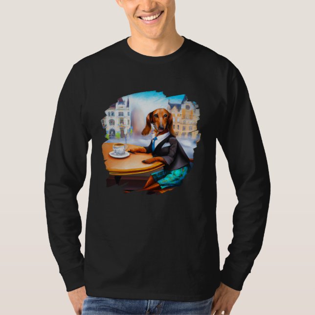 Dachshund Chiweenie Wiener Dog Aristocrat Cafe Cof T-Shirt (Vorderseite)