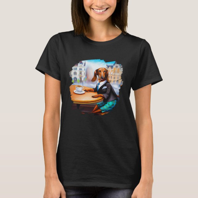 Dachshund Chiweenie Wiener Dog Aristocrat Cafe Cof T-Shirt (Vorderseite)