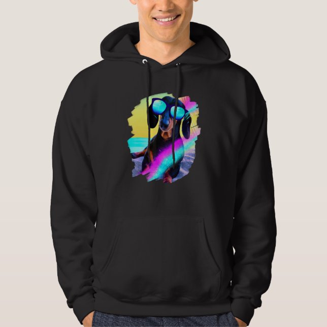 Dachshund Chiweenie Wiener Dog Chilling Beach Hoodie (Vorderseite)