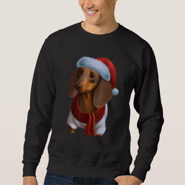 Dachshund Chiweenie Wiener Dog Santa Claus Hat Chr Sweatshirt (Vorderseite)