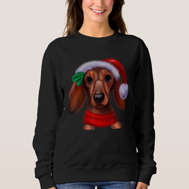 Dachshund Chiweenie Wiener Dog Santa Claus Hat Chr Sweatshirt (Vorderseite)
