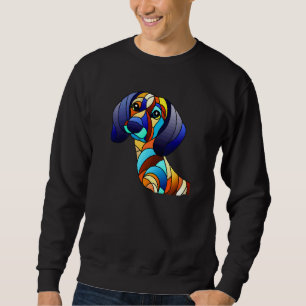Dachshund Chiweenie Wiener Hund im Bleiglasstil Sweatshirt