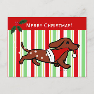Dachshund Christmas Cartoon Feiertagspostkarte