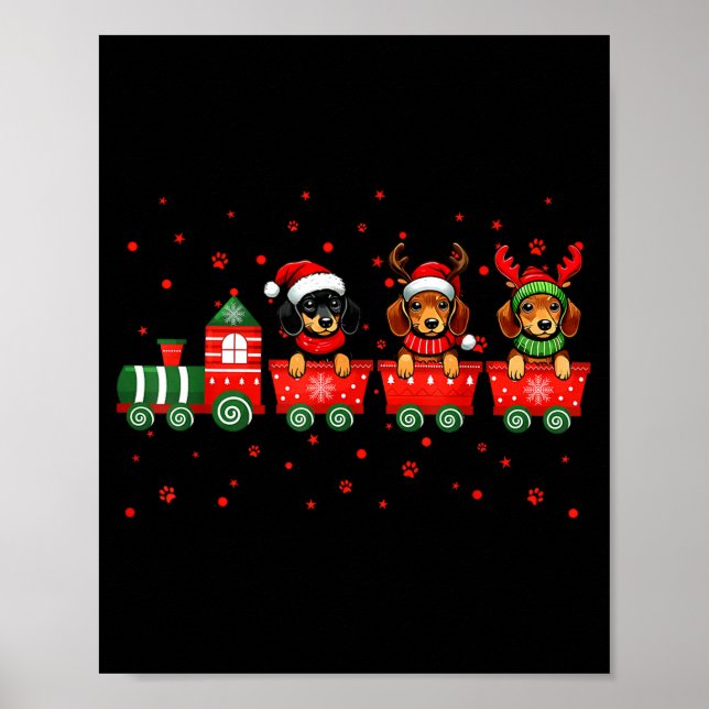 Dachshund Christmas Dog Lights Santa Xmas Pet Dog  Poster (Vorne)