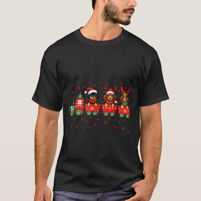 Dachshund Christmas Dog Lights Santa Xmas Pet Dog  T-Shirt (Vorderseite)