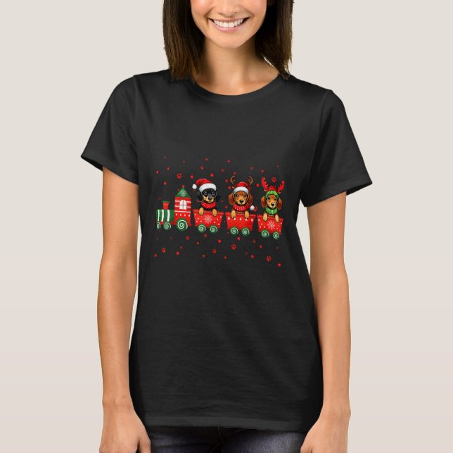 Dachshund Christmas Dog Lights Santa Xmas Pet Dog  T-Shirt (Vorderseite)