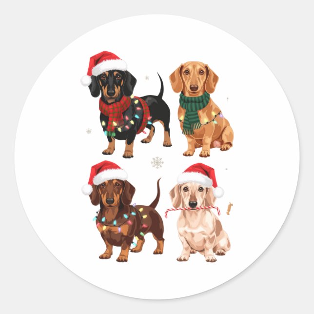 Dachshund Christmas Dog Mom Lover Xmas Gift  Runder Aufkleber (Vorderseite)