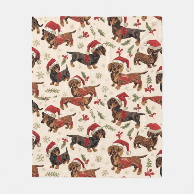 Dachshund christmas fleecedecke (Vorderseite)