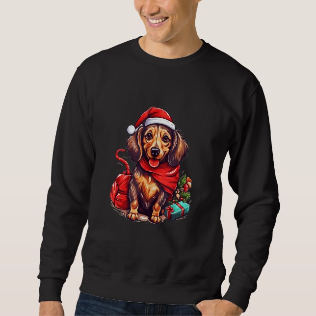 Dachshund Christmas Fun Festive Holiday Dog Design Sweatshirt (Vorderseite)