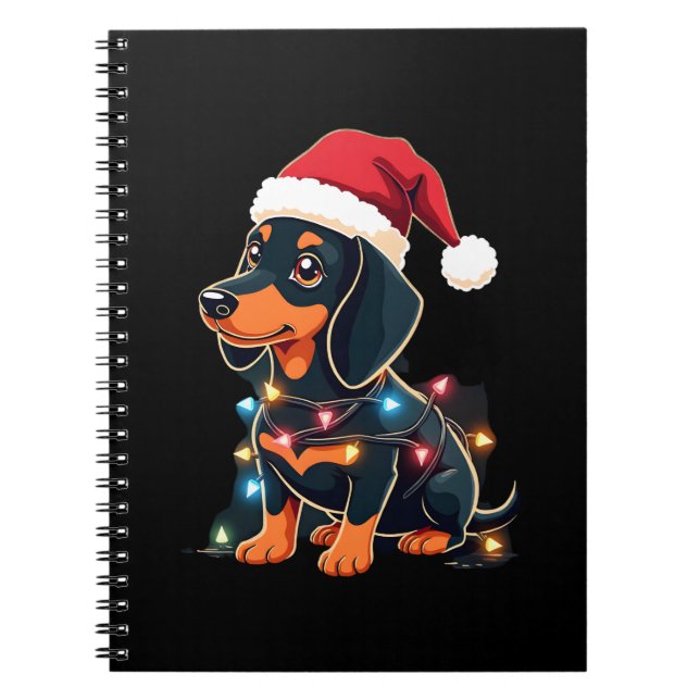 Dachshund Christmas Lights Santa Hat Xmas Dog Love Notizblock (Vorderseite)