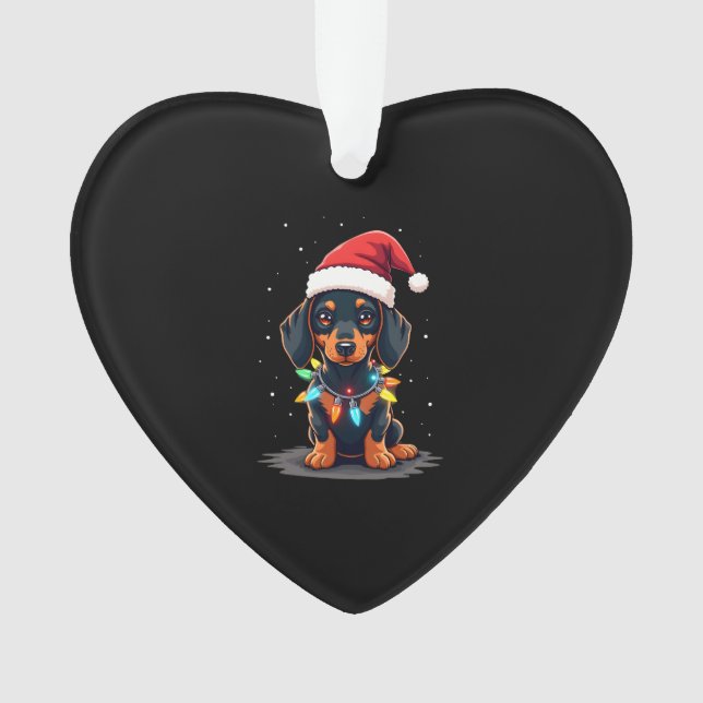 Dachshund Christmas Lights Santa Hat Xmas Dog Love Ornament (Vorderseite)