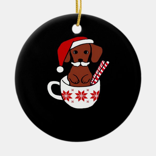Dachshund Christmas Mustache Coffee Mug Classic T- Keramik Ornament (Vorne)
