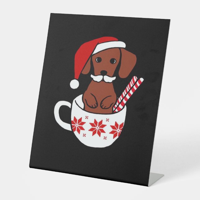 Dachshund Christmas Mustache Coffee Mug Classic T- Sockelschild (Vorderseite)