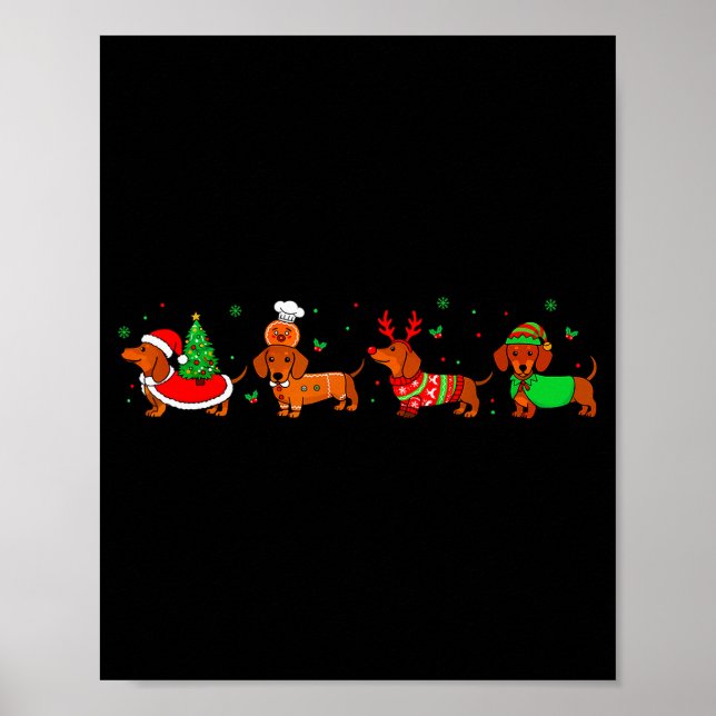 Dachshund Christmas Pajamas For Women Girlfriend D Poster (Vorne)