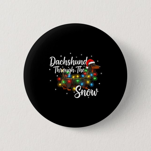 Dachshund Christmas Pajamas Shirt Dachshund Throug Button (Vorderseite)