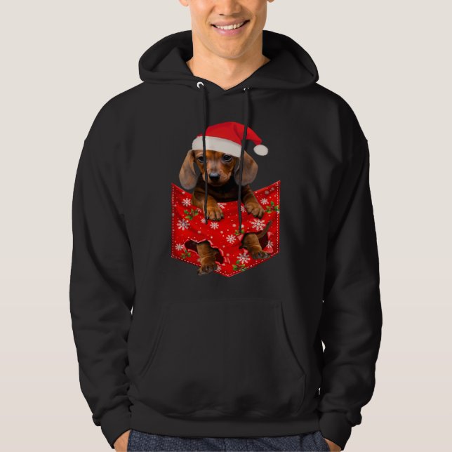 Dachshund Christmas Pocket for Wiener Doxie Hoodie (Vorderseite)