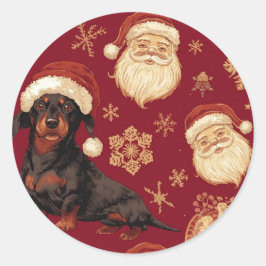 Dachshund christmas runder aufkleber