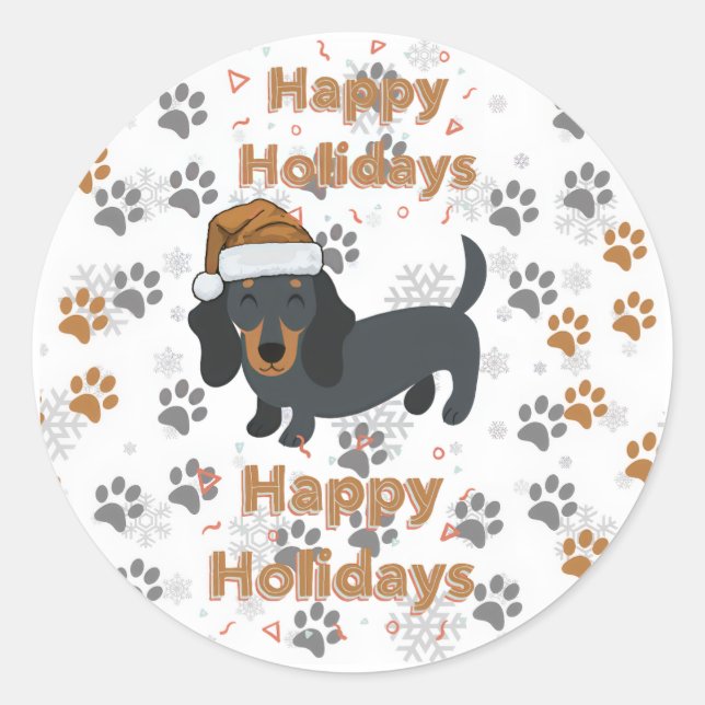 Dachshund christmas runder aufkleber (Vorderseite)