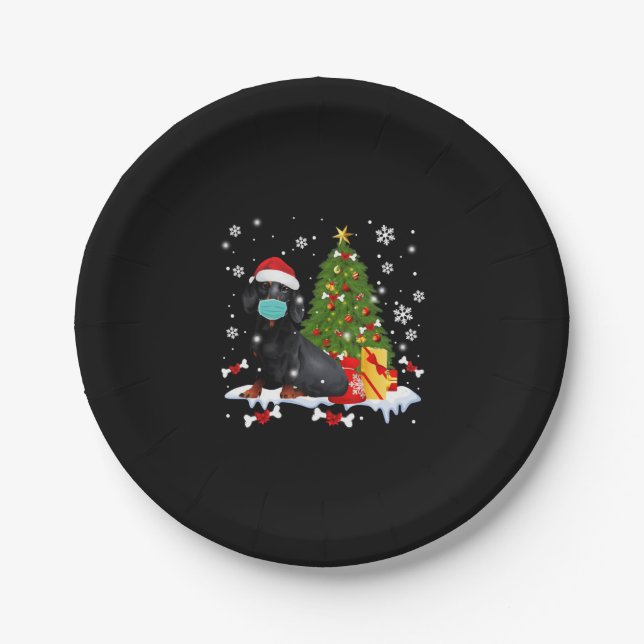 Dachshund Christmas Tree Funny Dog Pappteller (Vorderseite)
