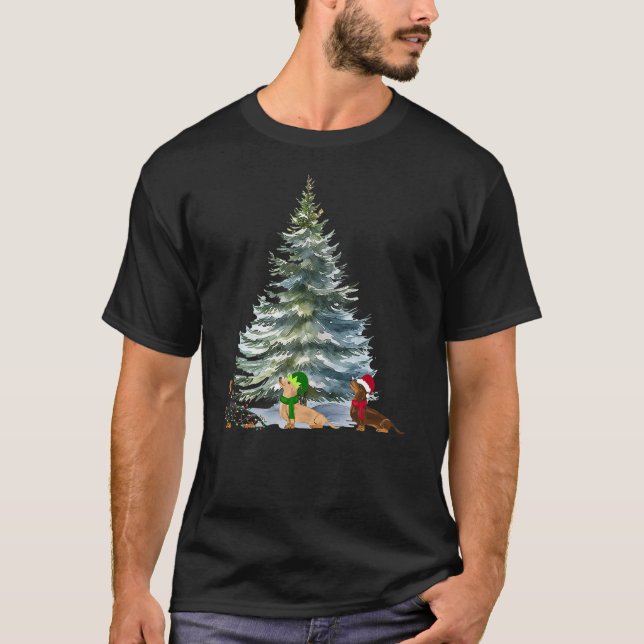 Dachshund Christmas Tree Holiday Funny Wiener Dog  T-Shirt (Vorderseite)
