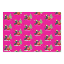 Dachshund Christmas Wrapping Paper Pink Pop