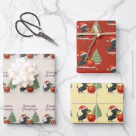 Dachshund Christmas Wrapping Paper Set of 3 Geschenkpapier Set