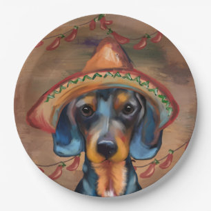 Dachshund Cinco de Mayo Pappteller