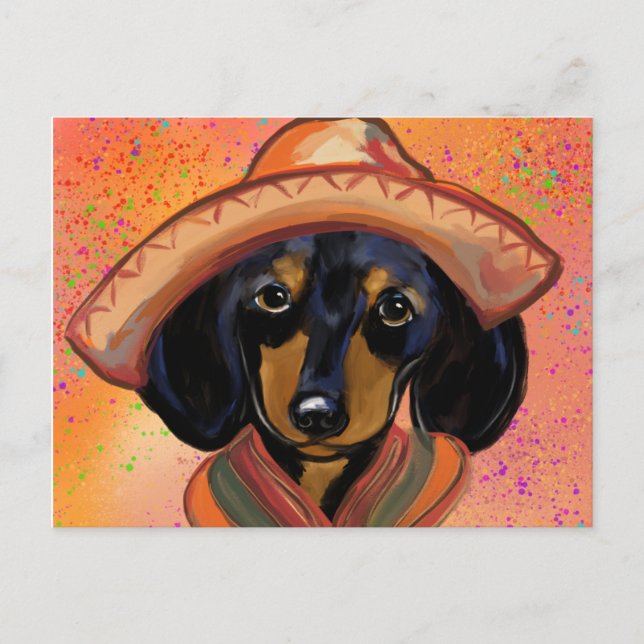 Dachshund Cinco de Mayo Postkarte (Vorderseite)