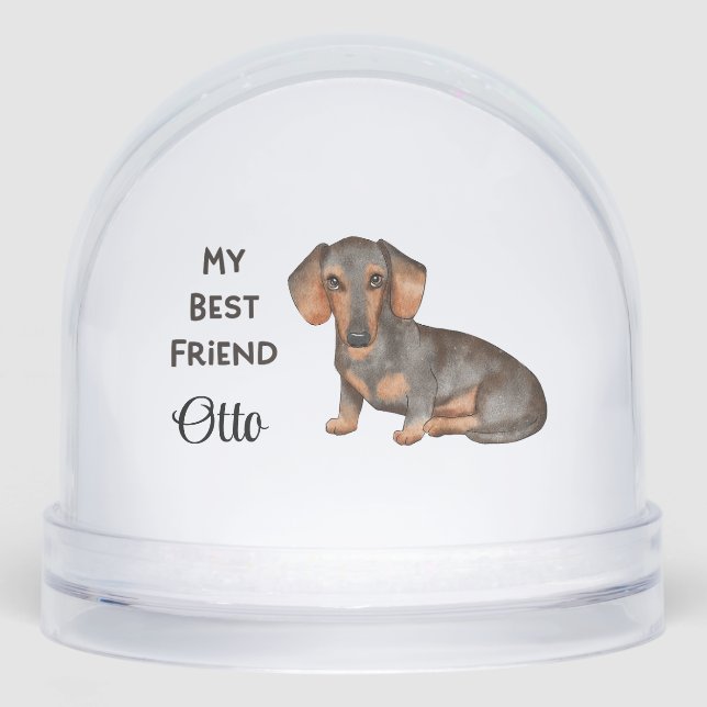 Dachshund Custom Name My Best Friend Schneekugeln (Vorderseite)