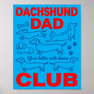 Dachshund Dad Club auf dem Rücken Design Poster